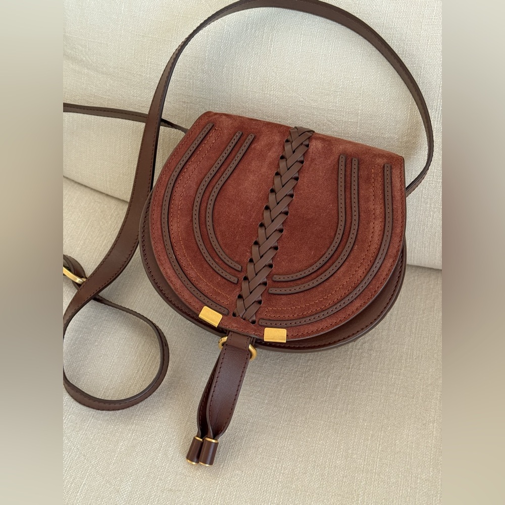 NWT Chloé Marcie Brown Leather and Suede Crossbody Bag - Picture 3 of 8